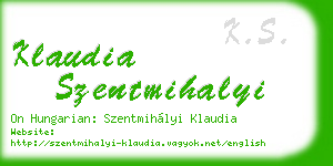 klaudia szentmihalyi business card