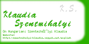 klaudia szentmihalyi business card